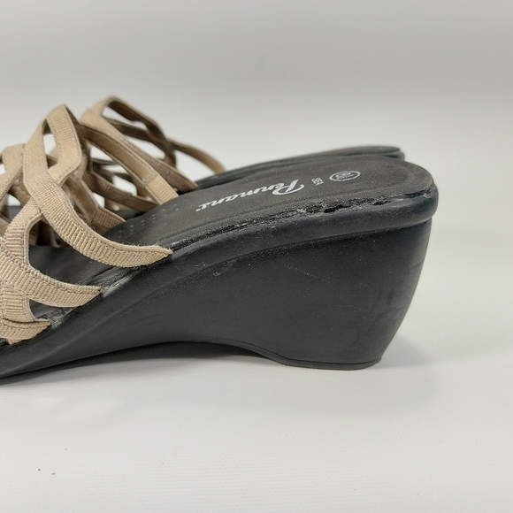 Penmans Black Tan Slip On Wedge Heel Sandals Size 8.5 - Picture 5 of 10